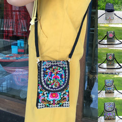 Ethnic Crossbody Cell Phone Bag - Retro Canvas Handbag