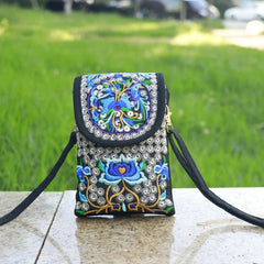 Ethnic Crossbody Cell Phone Bag - Retro Canvas Handbag