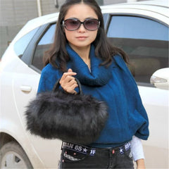 Faux Rabbit Fur Shoulder Messenger Bag Tote Women Long Fur Handbag