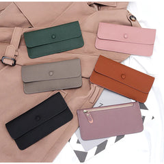 Lady Hasp Purse Small Envelope Wallet Leather Long Handy Bag