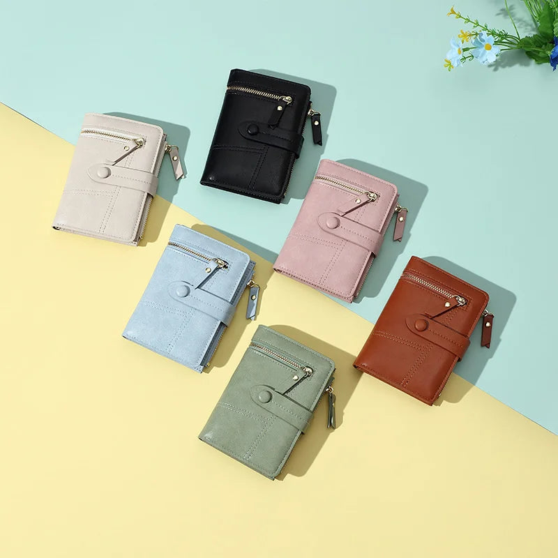 Women's Short Zipper Wallet PU Coin Purse Card Holder