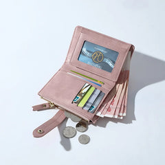Women's Short Zipper Wallet PU Coin Purse Card Holder