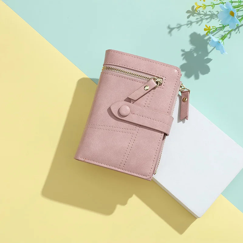 Women's Short Zipper Wallet PU Coin Purse Card Holder