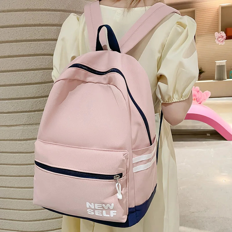 Lady Nylon Laptop Teen College Backpack Women School Bag