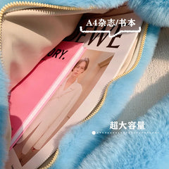 Lady Winter Hot Pink Faux Fur Shoulder Bag