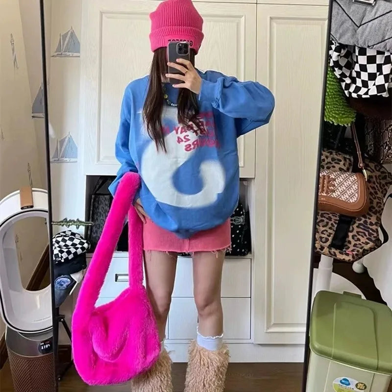 Lady Winter Hot Pink Faux Fur Shoulder Bag
