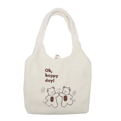 Lamb Women Canvas Shoulder Bag Soft Tote Large Capacity Shopping Bags