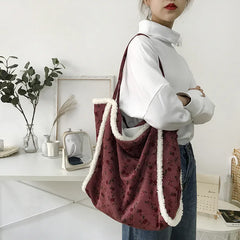 Retro College Style Shoulder Bag for Women Large-capacity Casual Handbag