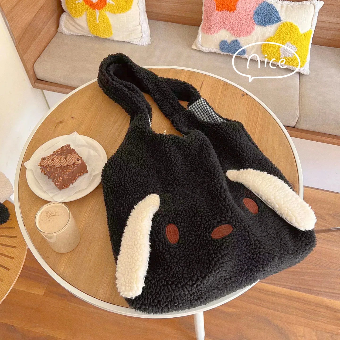 Fluffy Dog Shoulder Bag Commuter Shopping Bag For Autumn Winter