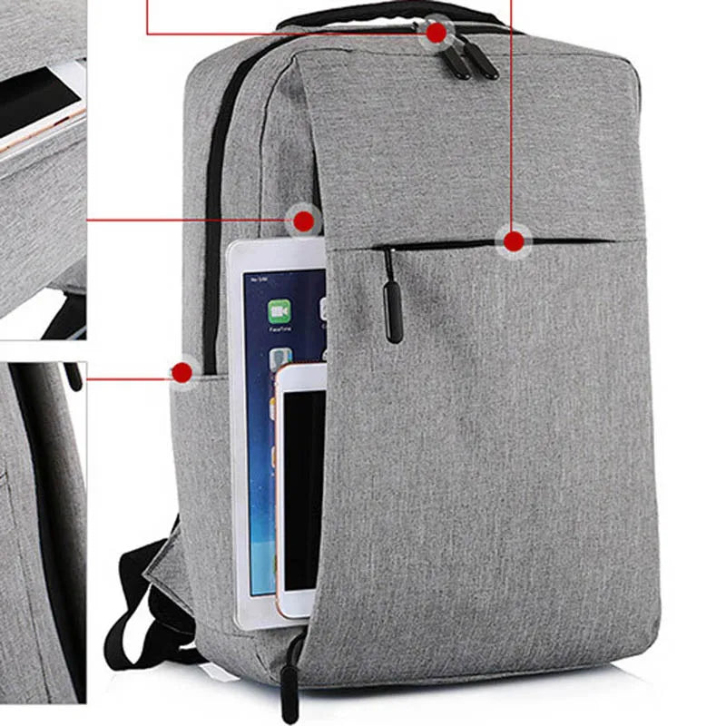 Men's Laptop Backpack with Raincoat and USB Charging
