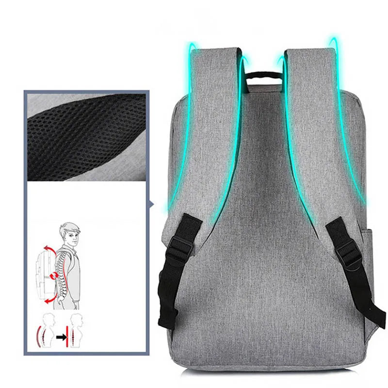 Men's Laptop Backpack with Raincoat and USB Charging