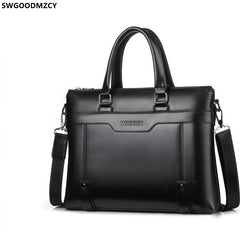 Leather Briefcase Men Shoulder Computer Bag Crossbody Handbag
