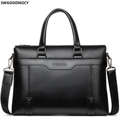 Leather Briefcase Men Shoulder Computer Bag Crossbody Handbag