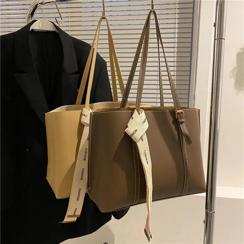 New Brown Leather Shoulder Bag Large Tote Shopper