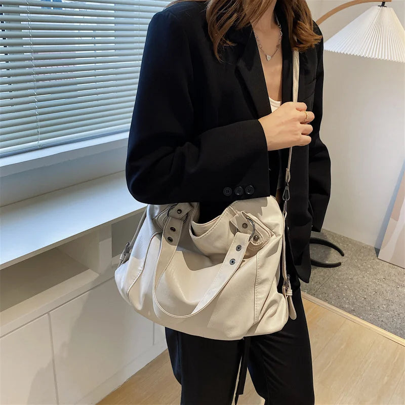 Large Women's Shoulder Bags Big Size Casual Tote Bag Pu Leather Crossbody Bag