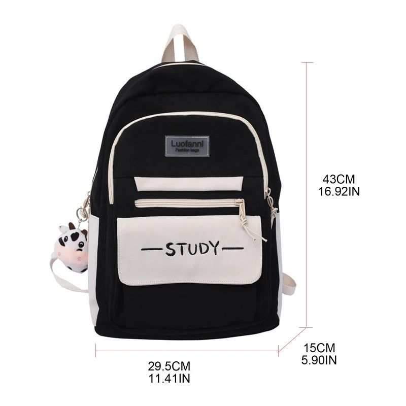 Large Capacity Backpack Multi-Pocket Nylon College Bookbag Student Teenagers Gir