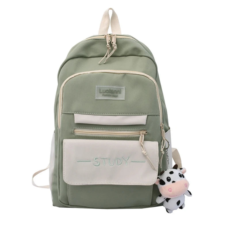 Large Capacity Backpack Multi-Pocket Nylon College Bookbag Student Teenagers Gir