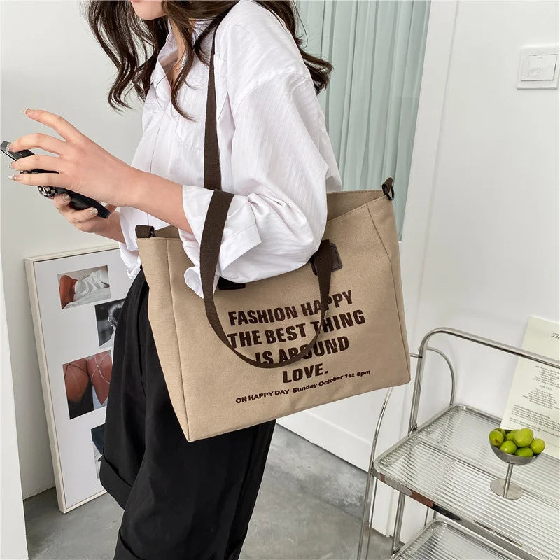 Large Canvas Shoulder Bag Tote Handbag