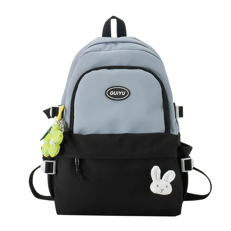 Large Capacity Nylon Backpack with Pendant Rucksack
