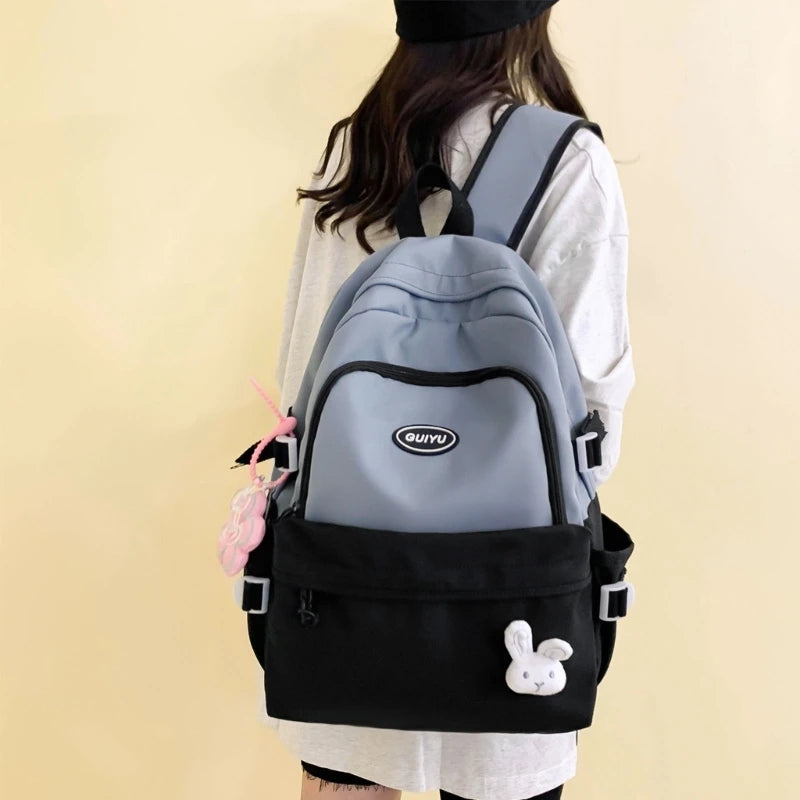 Large Capacity Nylon Backpack with Pendant Rucksack