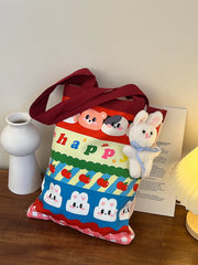 Large-Capacity Cartoon Print Canvas Tote Handbag