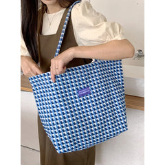 Stylish Lake Basket Plaid Shoulder Bag