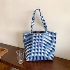 Stylish Lake Basket Plaid Shoulder Bag