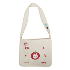 Canvas Shoulder Bag with Lovely Bear Design for Women