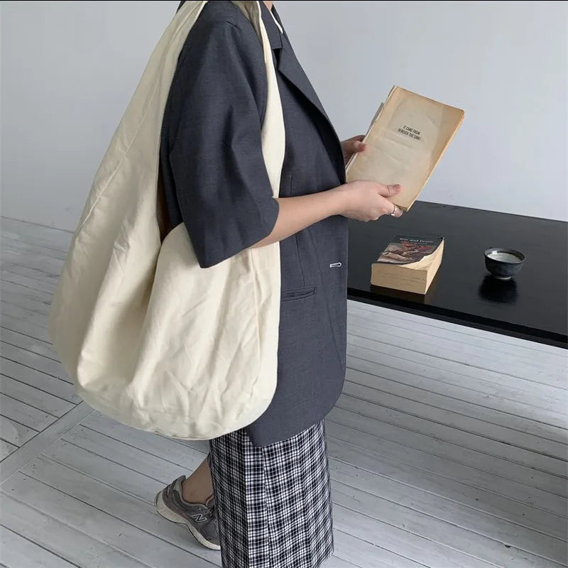 Large Capacity Canvas Bags Women's Casual Shoulder Crossbody Bag Retro Handbag