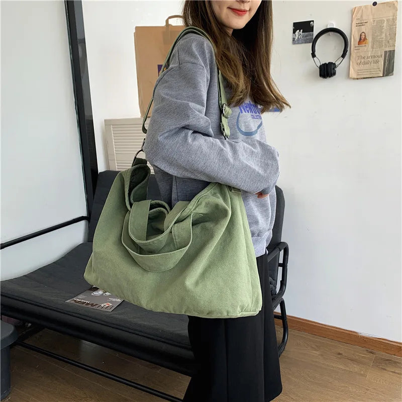 Large Capacity Soft Denim Shoulder Bag for Women