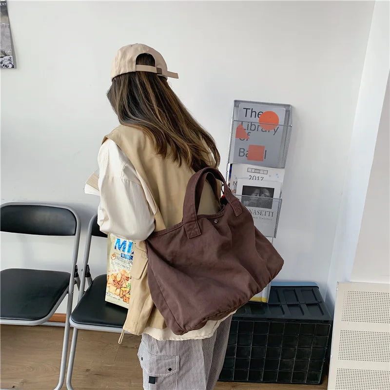 Large Capacity Soft Denim Shoulder Bag for Women