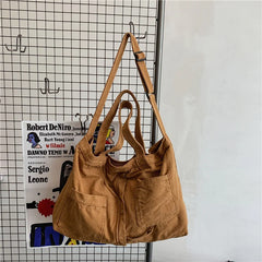 Large Capacity Canvas Shoulder Bag Soft Denim Travel Bag Women Fatchels Winter