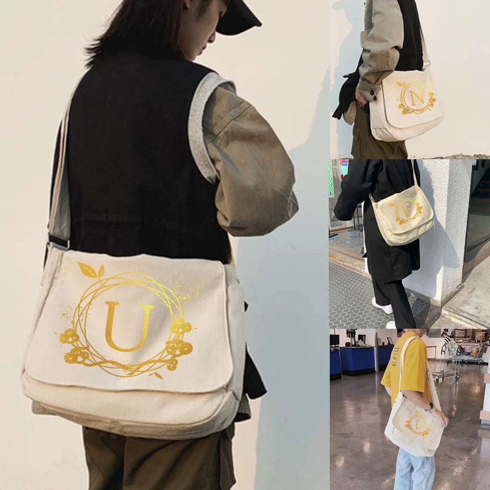 Canvas Shoulder Bag for Women Harajuku Crossbody Bag Student Money Bag