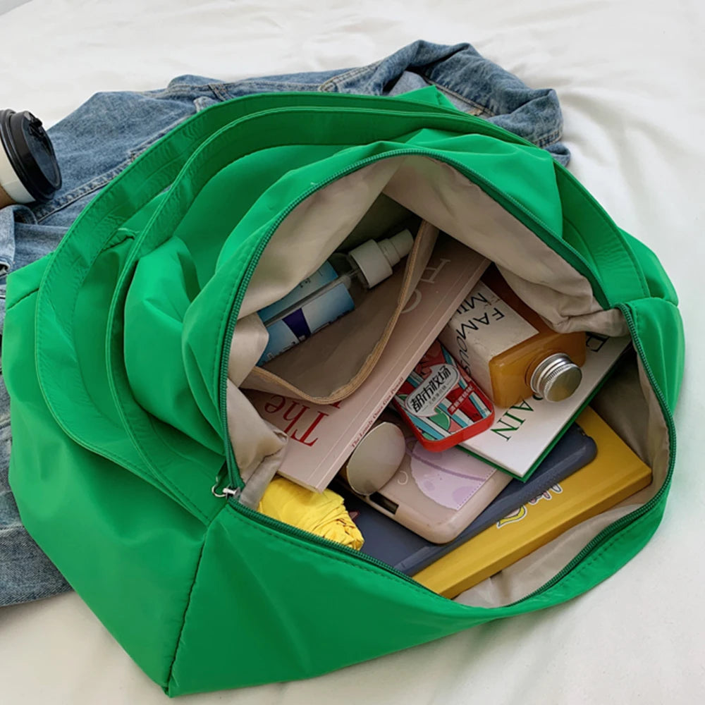 Large Canvas Women Tote Bag Solid Shoulder Bag Female Casual Travel Handbag