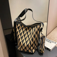 Large Capacity Houndstooth Canvas Tote Bag Handbag