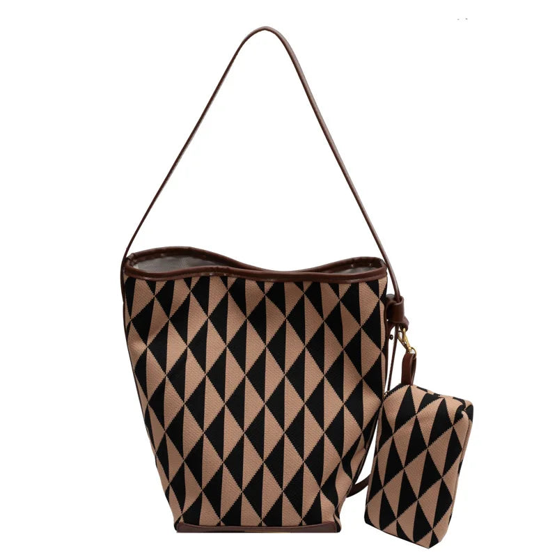 Large Capacity Houndstooth Canvas Tote Bag Handbag