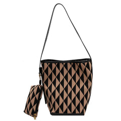 Large Capacity Houndstooth Canvas Tote Bag Handbag