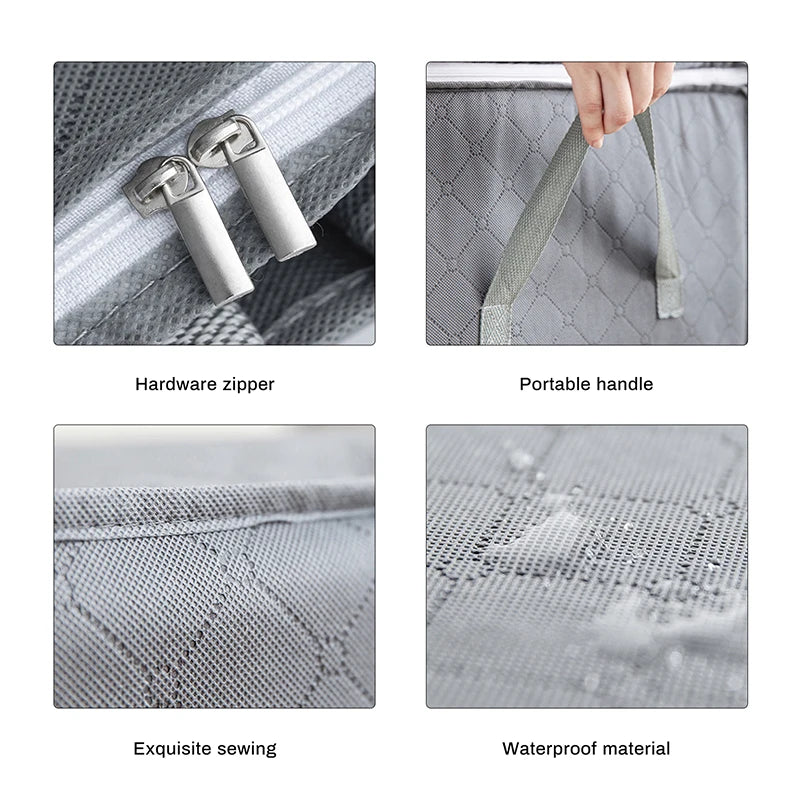 Large Capacity Clothing Storage Bag Organizer With Handle Fabric For Comforter B