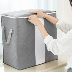 Large Capacity Clothing Storage Bag Organizer With Handle Fabric For Comforter B