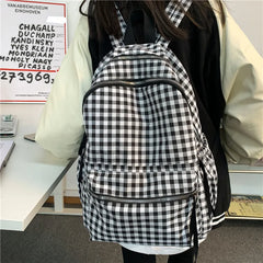 Plaid Backpack Shoulder Bag Women Laptop Mochila Travel Rucksack