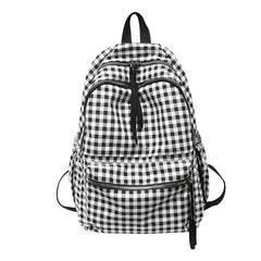 Plaid Backpack Shoulder Bag Women Laptop Mochila Travel Rucksack