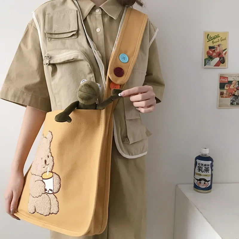 Large Capacity Cotton Cloth Tote Soft Shopping Bags Girls Book Bag Women Canvas