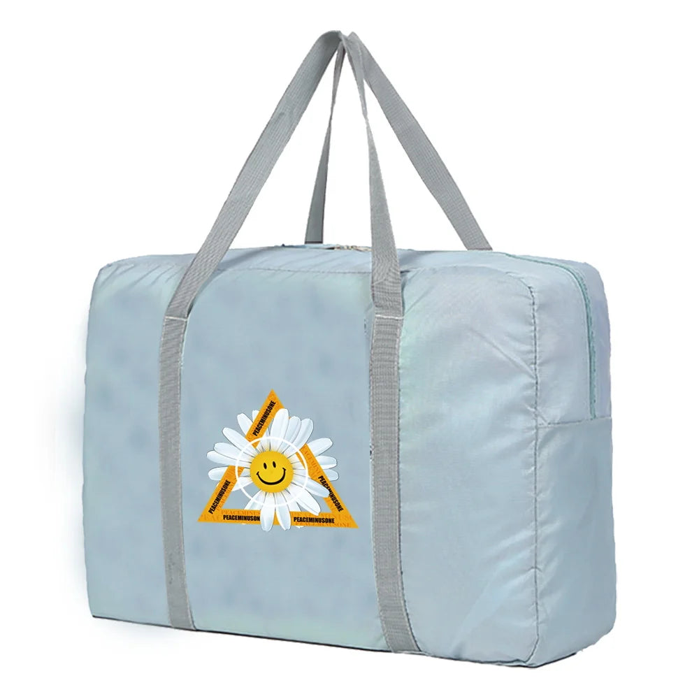 Large Capacity Daisy Travel Bag Luggage Tote for Lady Men Organizer Clothes