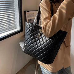 Large Capacity Diamond Check Bag Women's Tote Casual Handbag