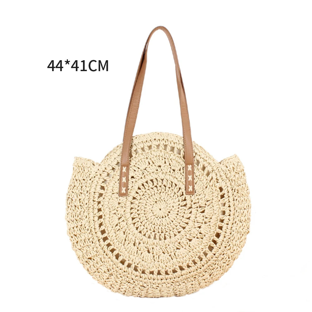 Large Capacity Straw Beach Shoulder Bag Women Tote Handbag