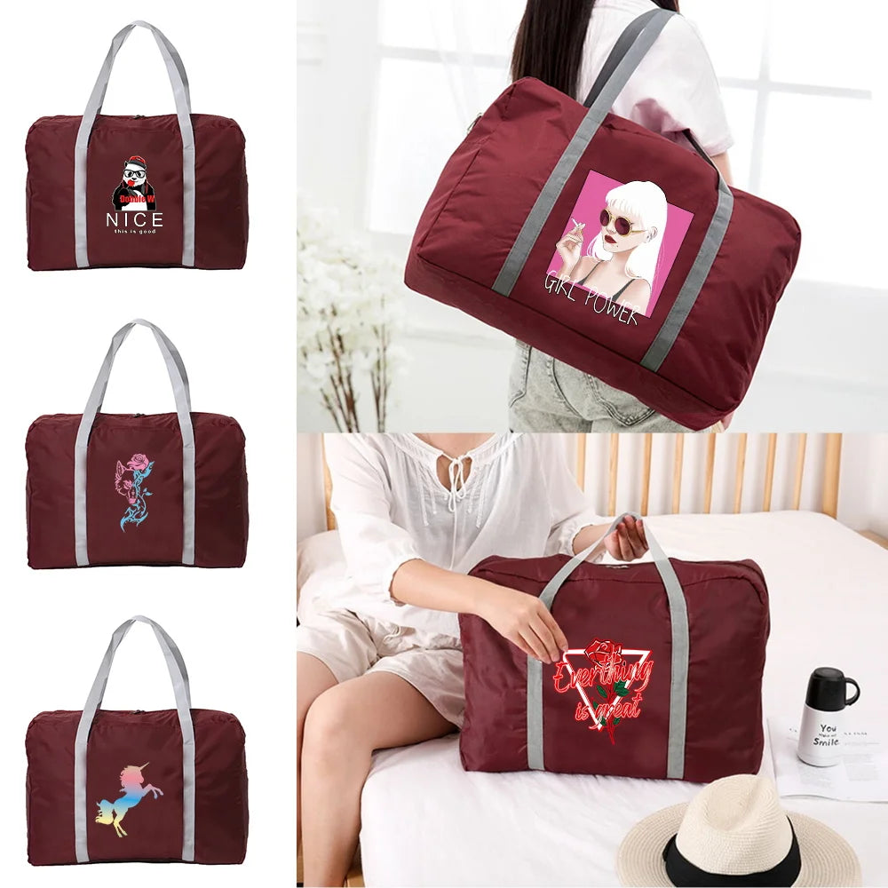 Large Capacity Foldable Travel Bag Print Organizers Bags Handbag