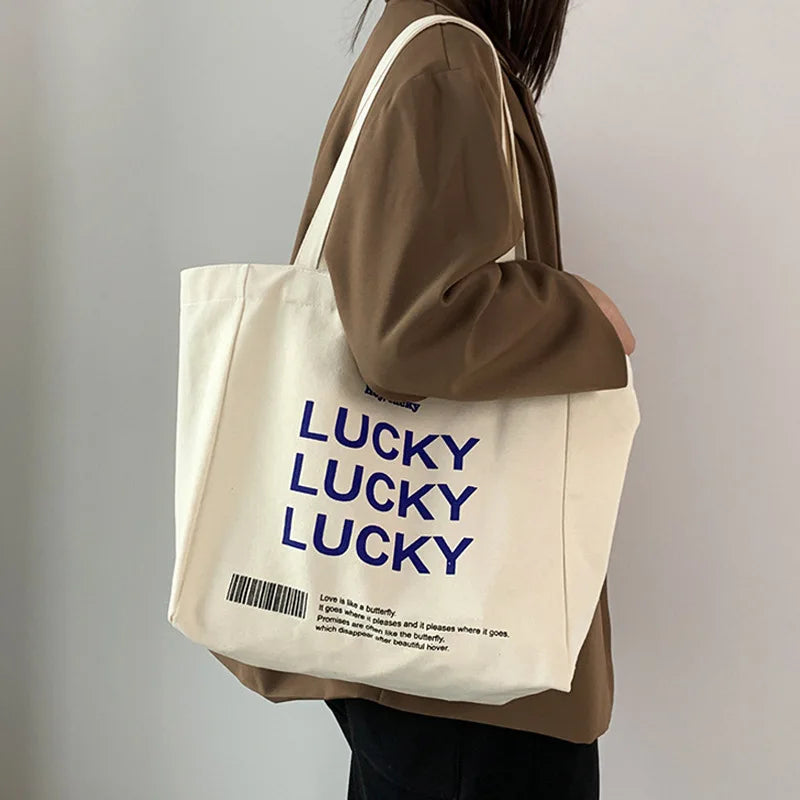 Large Capacity Folded Canvas Women Shopping Bags Casual Ladies Shopper Handbag S
