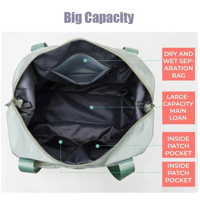Large-Capacity Foldable Travel Bag Waterproof Duffel Tote Crossbody