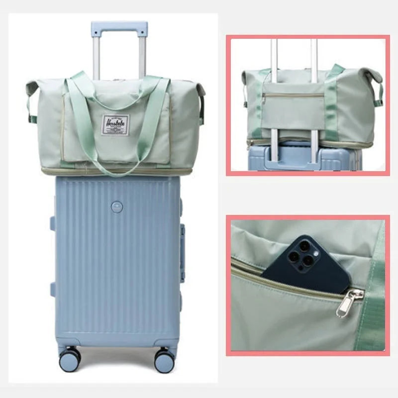 Large-Capacity Foldable Travel Bag Waterproof Duffel Tote Crossbody