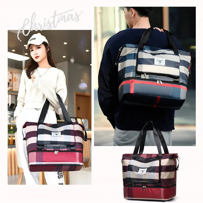 Folding Travel Bags Dry/Wet Separat Luggage Tote Handbag Travel Duffle